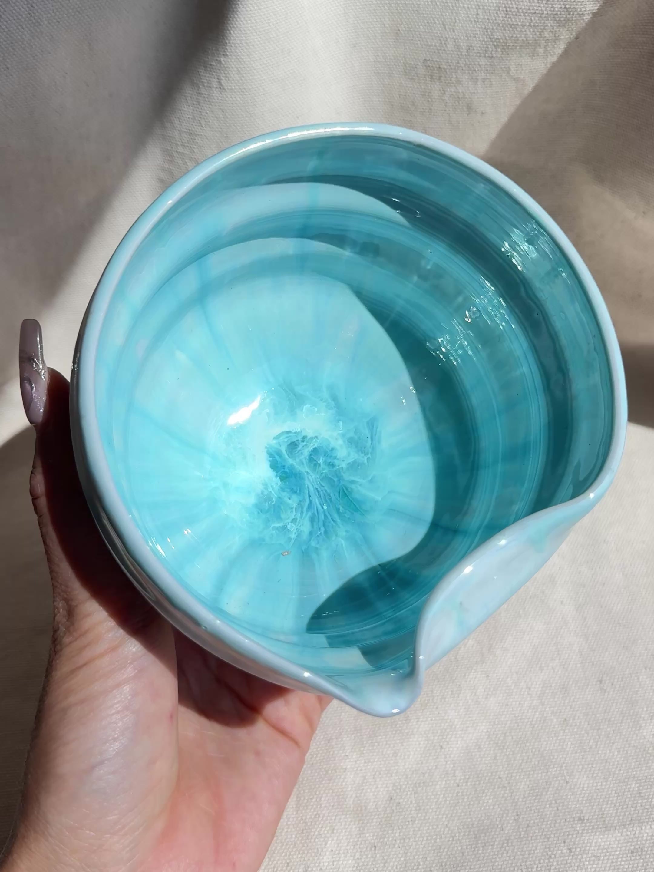 Matcha Bowl Celadon Dripping Glaze Katakuchi - Thumbnail 5