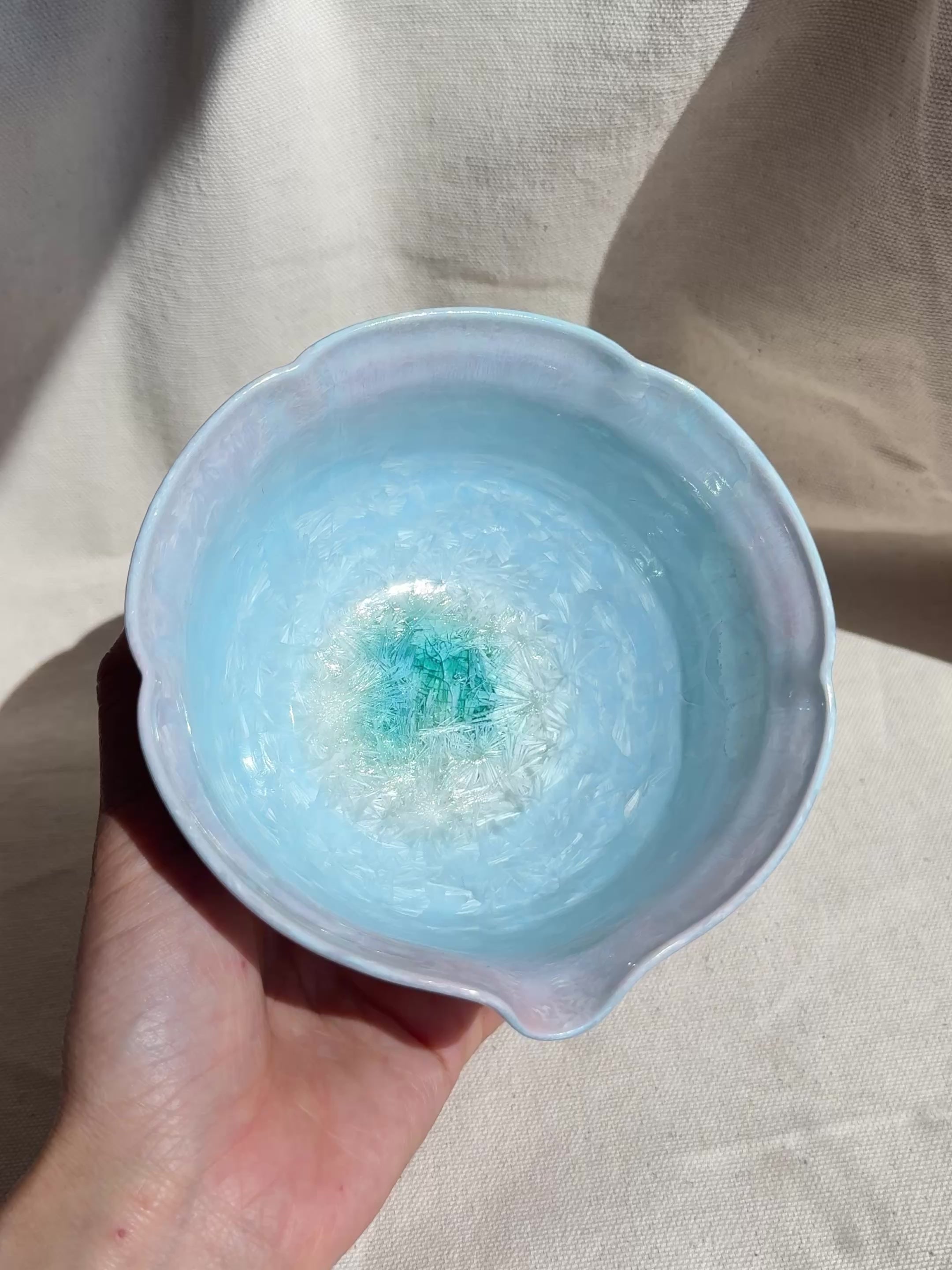 Matcha Bowl Blue Pink Ombre Floral Katakuchi - Thumbnail 3